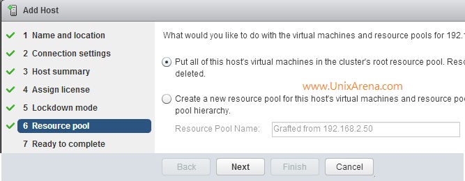 Selecting the Resource pool