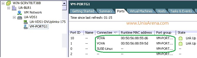 Port group link status for VM's