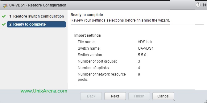 Initiate the Restore - VDS