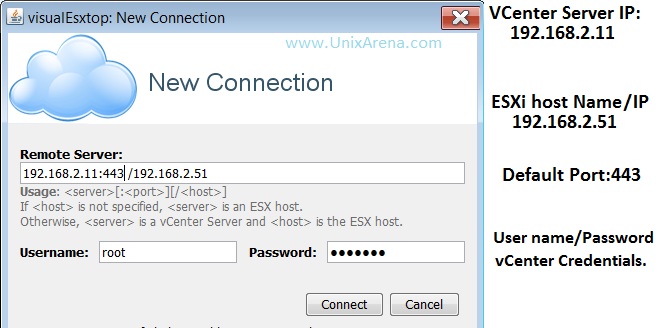 Connecting the ESXi hosts from vCenter