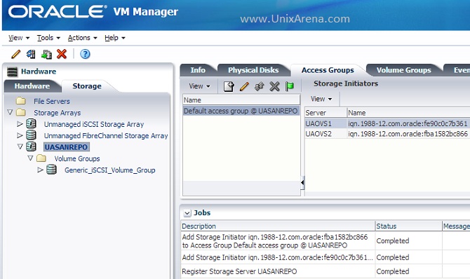 Storage initiator has been added to OVS server