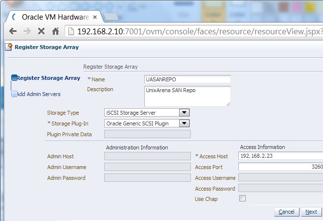 Registering new ISCSI array