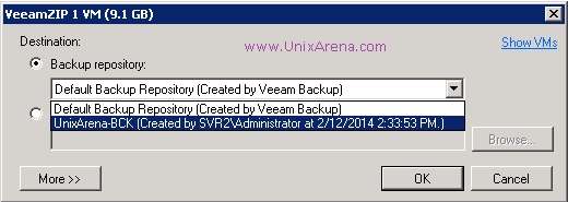 Select the Backup Repo