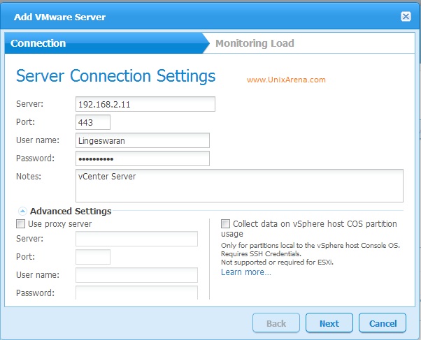 Adding vCenter server in Veeam MP