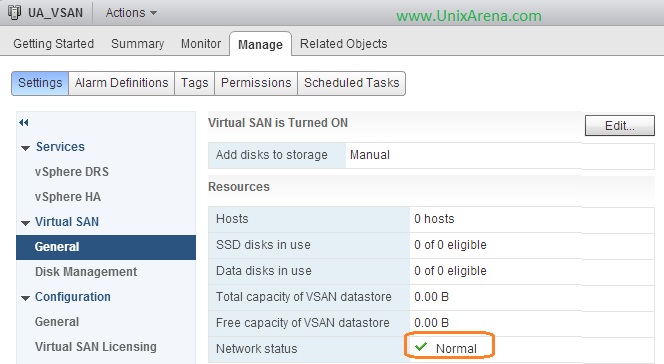 Check the status of VSAN