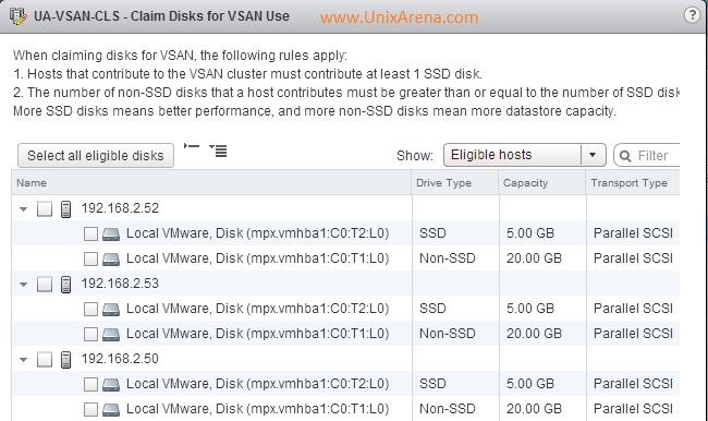 Eligible Hosts and Disks for VSAn