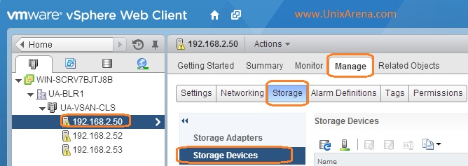 Navigate to Storage sub-systems