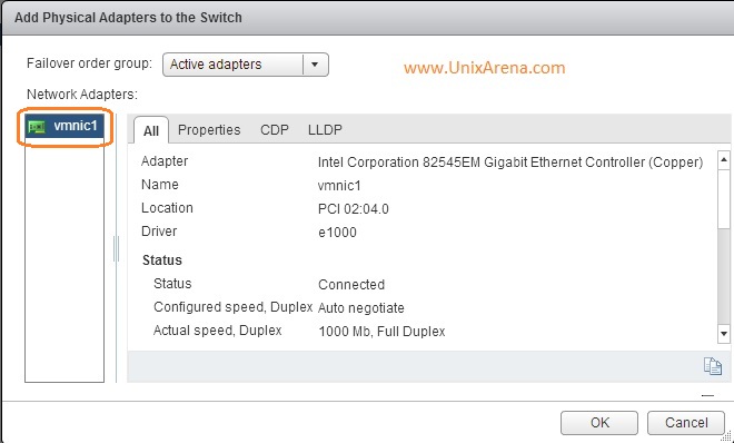 select the Adapter and click OK