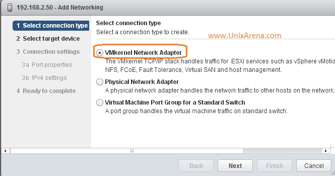 VMkernel adapter for VSAN network