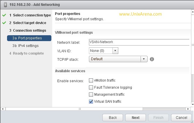 Select the VSAN traffic