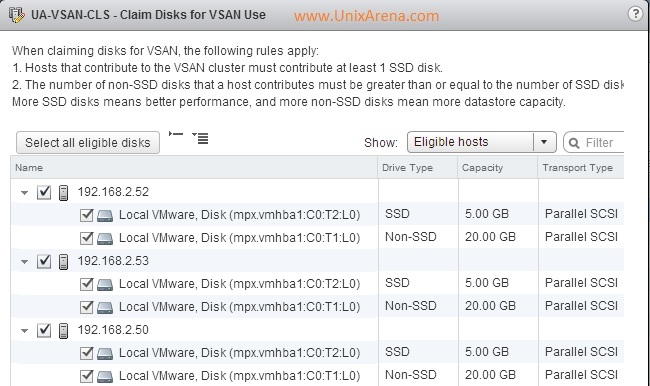 Host & Disk selection