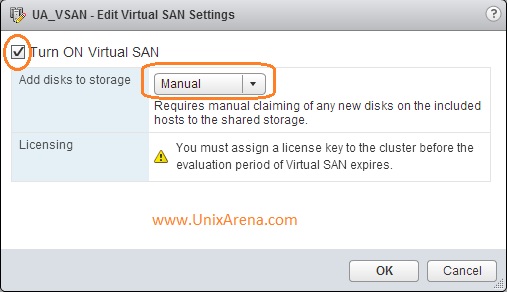 Turn ON VSAN and Set Manual for Storage