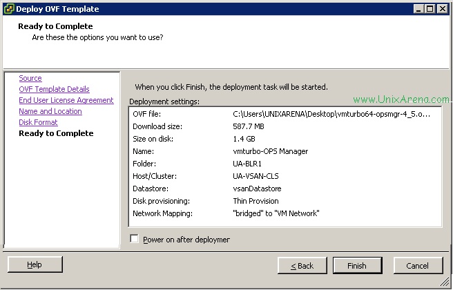 VMturbo VM summary