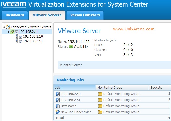 vCenter server on Veeam MP