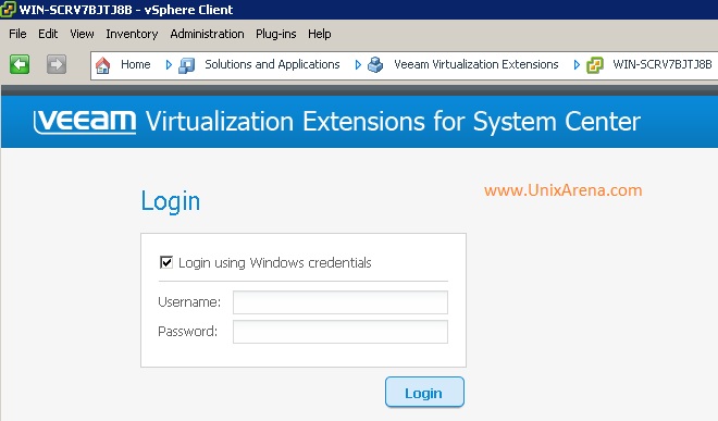 Accessing Veeam MP within vSphere client