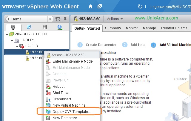 Right Click and select Deploy OVF template.