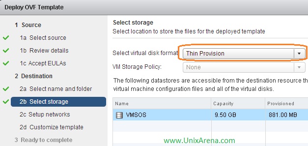Select thin provisioning