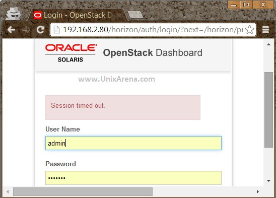 Openstack login page