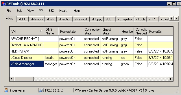 RVtools - Home - VMinfo