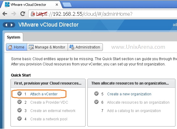 Attach vcloud director to vCenter server