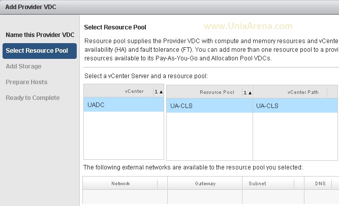 Select the vCenter DC & RP