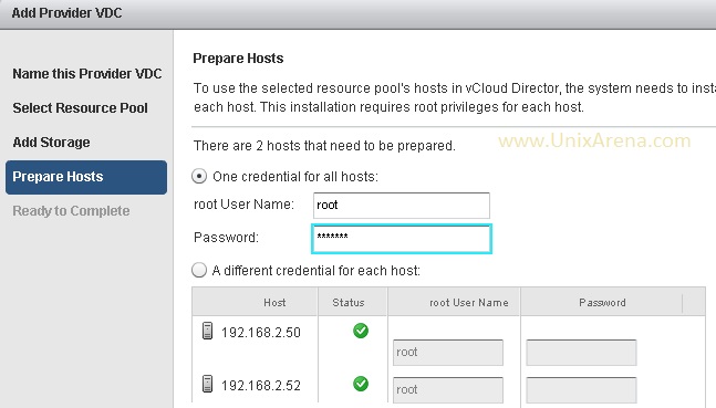 Prepare the host for vcloud