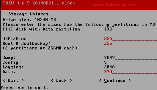Partition size