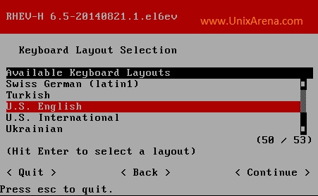 Selecting the keyboard layout