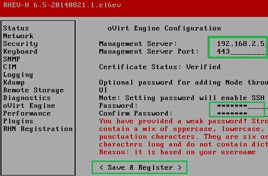RHEVH host configuration