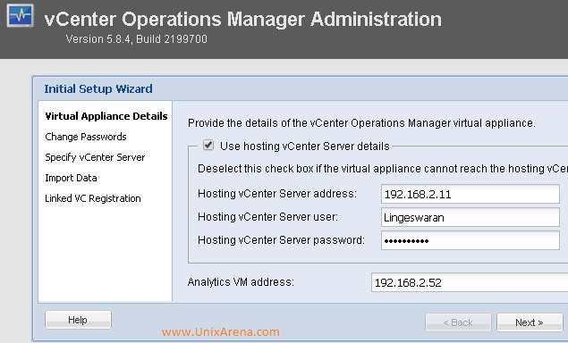 Enter the Appliance - vSphere info