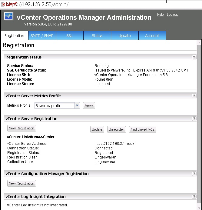 vCenter Operating Manager Administration