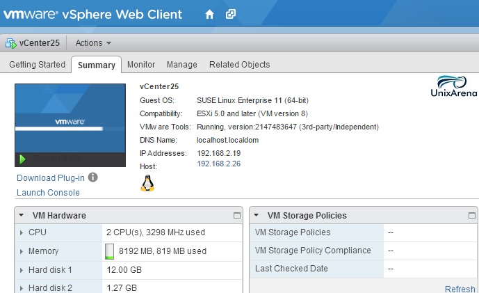 vCSA 6.0 VM view