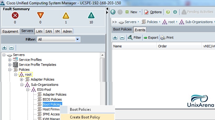 Cisco UCS boot Policy