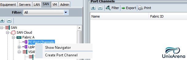 Configure port channel - SAN