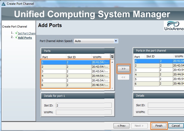 Configure port channel - SAN
