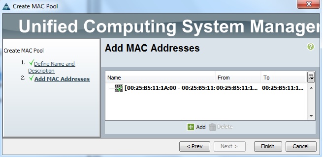 Create MAC Pool - Fabric A