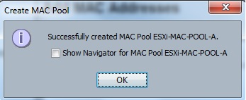 MAC Pool Created for Fabric A