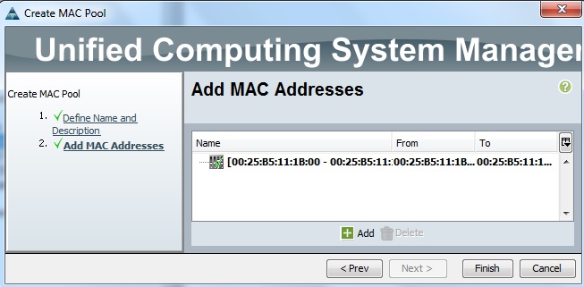 create MAC pool - Fabric- B