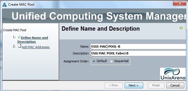 create MAC pool - Fabric B