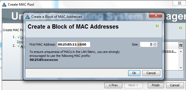 create MAC pool - Fabric B