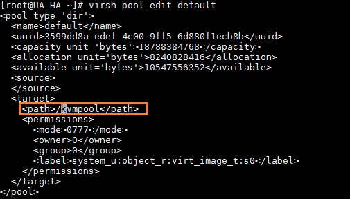 KVM storage pool - Linux