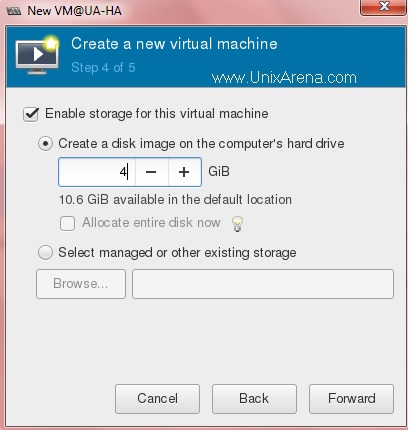Specify the disk image size - KVM