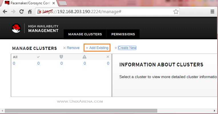 Pacemaker Web UI - Add Cluster
