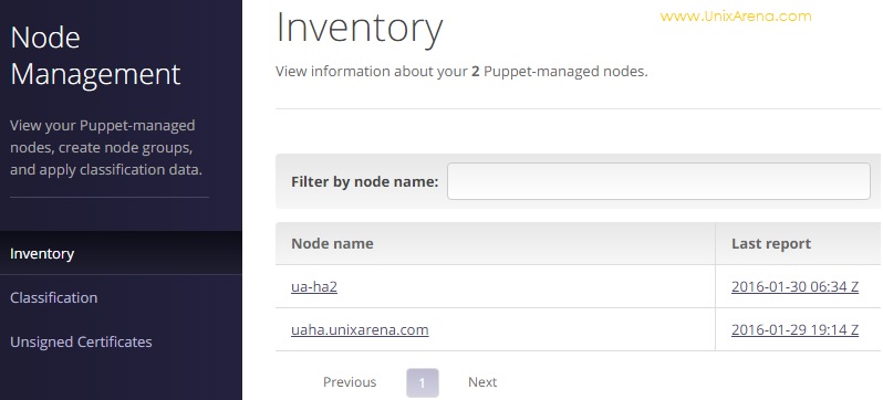 Puppet Agent node added