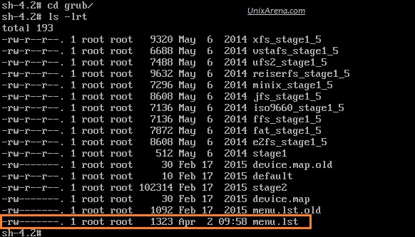 VCSA 6.0 List GRUB directroie contents