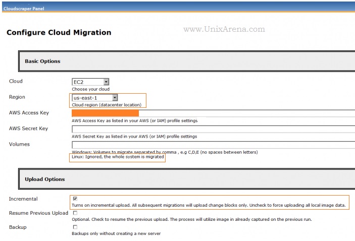 Enter EC2 Region and AWS access key