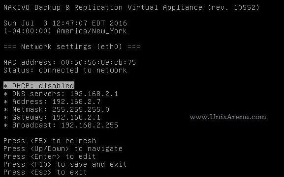 NAKIVO Backup & Replication set static IP