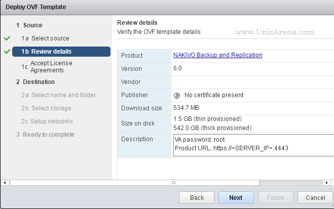 Review the OVF details - NAKIVO 3