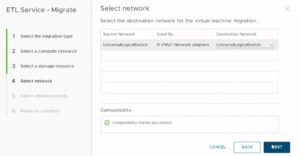 select-network on AWS VMware cloud