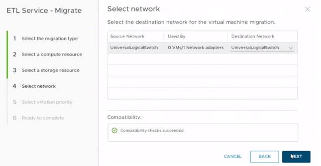 select-network on AWS VMware cloud